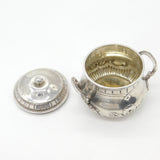 Victorian French 1st Standard .950 Silver Floral Lidded Sugar Bowl Antique c1860