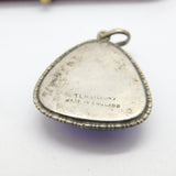 TLM Sterling Silver Morpho Butterfly Wing Deep Blue Pendant Antique c1920