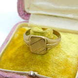9ct Yellow Gold Essential Square Signet Ring 1973 London Size W UK