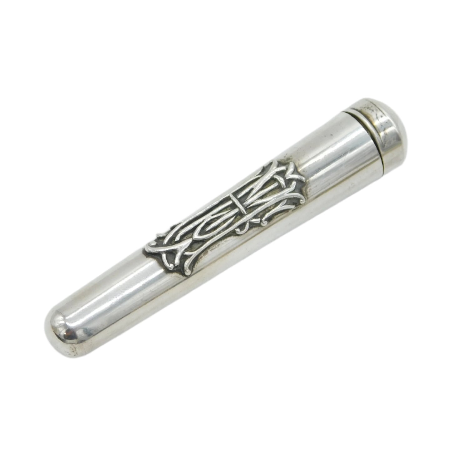 Victorian Sterling Silver Raised Monogram Cheroot Holder Antique 1894 London