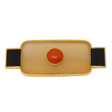Nuria Ruiz 18ct Yellow Gold Mounted, Onyx, Agate, Jasper Deco Style Brooch Vintage