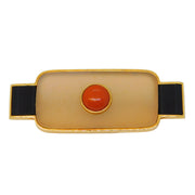 Nuria Ruiz 18ct Yellow Gold Mounted, Onyx, Agate, Jasper Deco Style Brooch Vintage