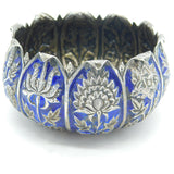 19th Century Indian Kutch Sterling Silver Enamel Sugar Bowl Antique c1880