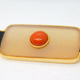 Nuria Ruiz 18ct Yellow Gold Mounted, Onyx, Agate, Jasper Deco Style Brooch Vintage