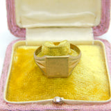 9ct Yellow Gold Essential Square Signet Ring 1969 Birmingham Vintage