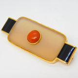 Nuria Ruiz 18ct Yellow Gold Mounted, Onyx, Agate, Jasper Deco Style Brooch Vintage