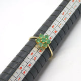 9ct Yellow Gold & Emerald Floral Cluster Ring Vintage 1972 London
