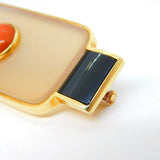 Nuria Ruiz 18ct Yellow Gold Mounted, Onyx, Agate, Jasper Deco Style Brooch Vintage