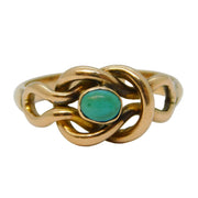 Edwardian 9ct Gold & Turquoise Lover's Knot Sweetheart Ring Antique c1910