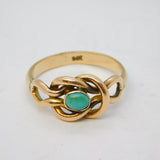 Edwardian 9ct Gold & Turquoise Lover's Knot Sweetheart Ring Antique c1910