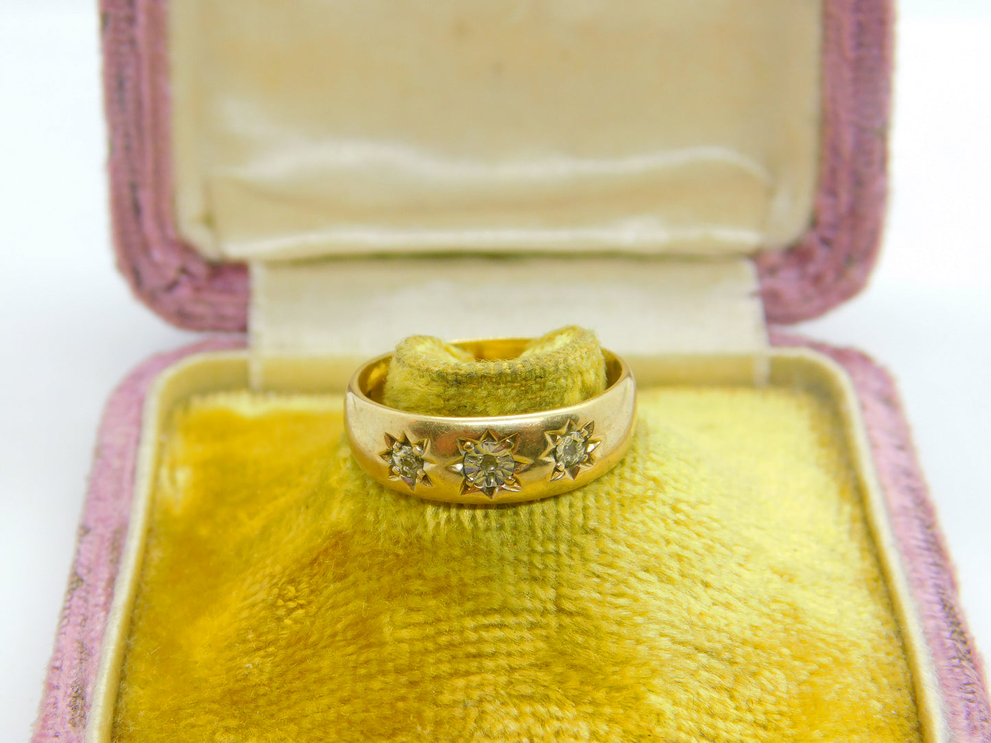 9ct Yellow Gold & Illusion Set Diamond Boat Ring Vintage c1960 Sheffield