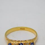 Victorian 18ct Yellow Gold, Sapphire & Diamond Boat Ring Antique c1880