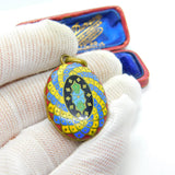 Victorian Gilt Metal Colourful Enamel Double Sided Locket Antique c1880