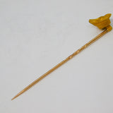 Victorian Boxed 18ct Yellow Gold Fox Mask Stick Pin Antique c1890 Edinburgh