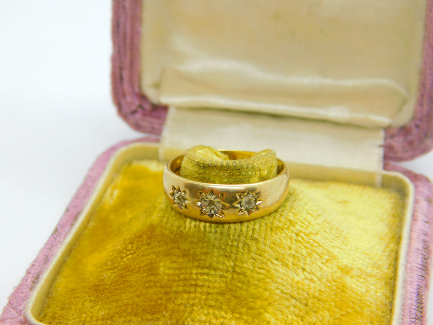 9ct Yellow Gold & Illusion Set Diamond Boat Ring Vintage c1960 Sheffield