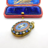 Victorian Gilt Metal Colourful Enamel Double Sided Locket Antique c1880
