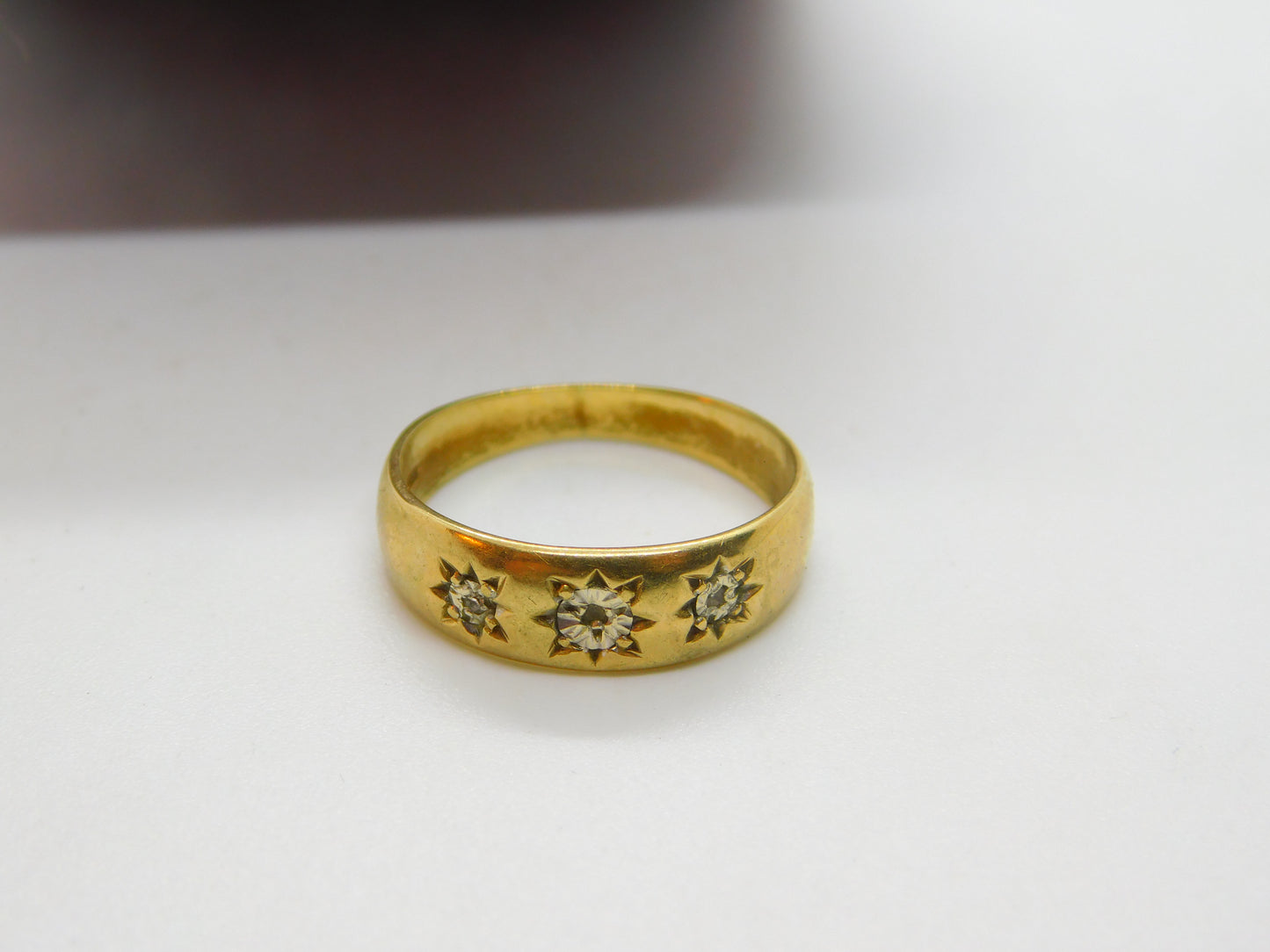 9ct Yellow Gold & Illusion Set Diamond Boat Ring Vintage c1960 Sheffield