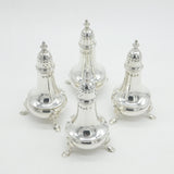 George III Four Piece Sterling Silver Pepper Shaker Set Antique 1804 London