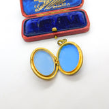 Victorian Gilt Metal Colourful Enamel Double Sided Locket Antique c1880