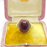 9ct Yellow Gold & Cabochon Almandine Garnet Dress Ring c1920 Art Deco