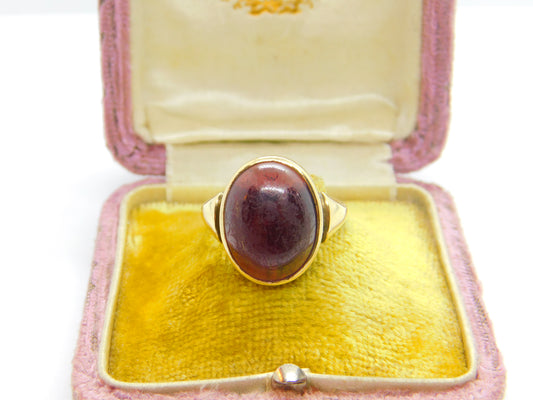 9ct Yellow Gold & Cabochon Almandine Garnet Dress Ring c1920 Art Deco