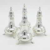 George III Four Piece Sterling Silver Pepper Shaker Set Antique 1804 London