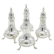 George III Four Piece Sterling Silver Pepper Shaker Set Antique 1804 London
