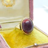 9ct Yellow Gold & Cabochon Almandine Garnet Dress Ring c1920 Art Deco
