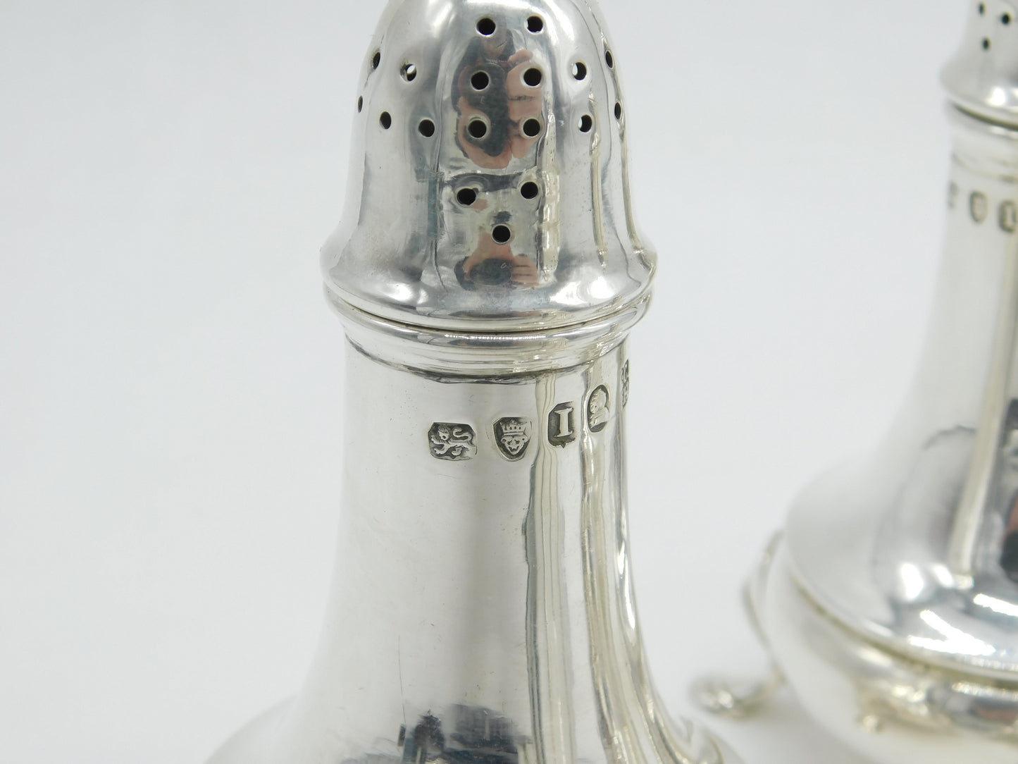 George III Four Piece Sterling Silver Pepper Shaker Set Antique 1804 London