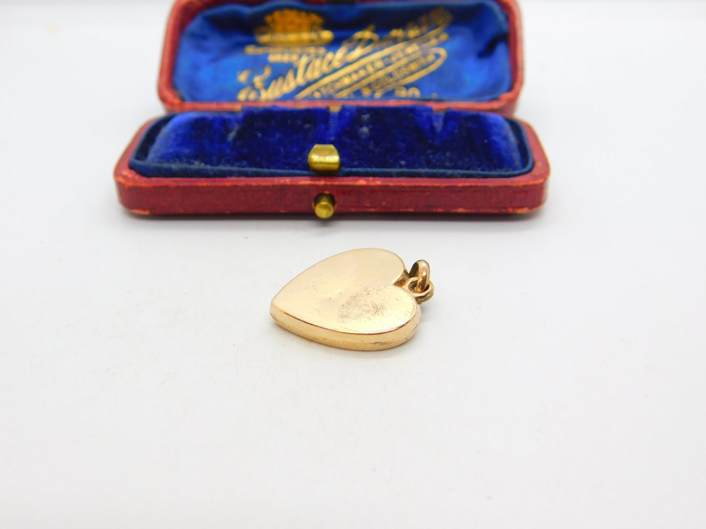 Victorian Gold Plated Heart Shaped Sweetheart Pendant with Ruby Paste c1900