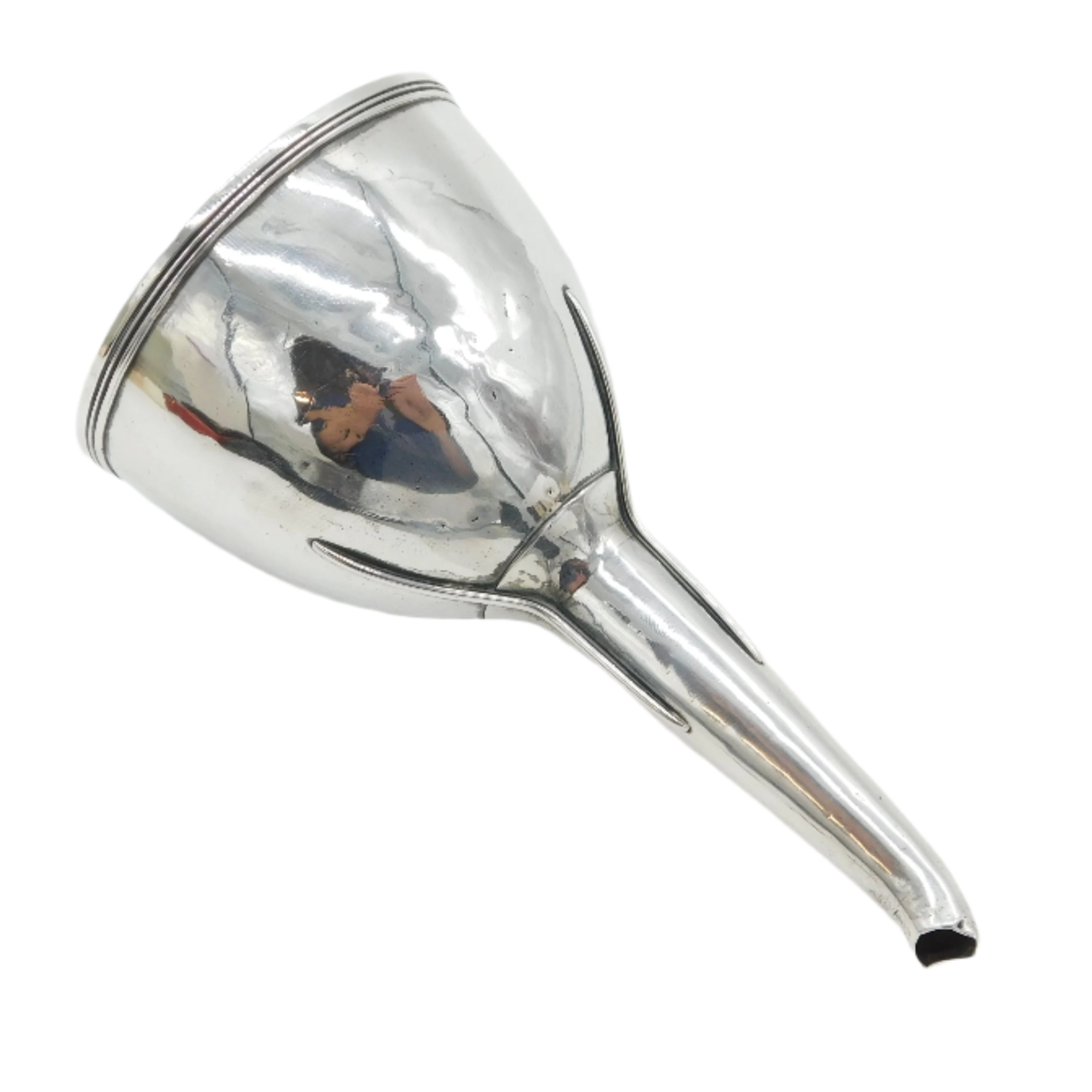 Silver funnel on a white background
