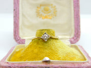 9ct Yellow Gold & 0.1ct Diamond Solitaire Ring Antique c1940 Art Deco