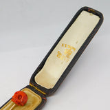Georgian Boxed 9ct Gold, Red Coral Memento Mori Skull Stick Pin Antique c1820