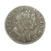 William & Mary Early Milled Silver Maundy Fourpence Coin 1689 Antique