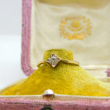 9ct Yellow Gold & 0.1ct Diamond Solitaire Ring Antique c1940 Art Deco