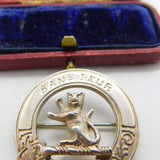 Scottish Sterling Silver 'Sans Peur' Without Fear Clan Brooch 1985 Edinburgh