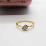 9ct Yellow Gold & 0.1ct Diamond Solitaire Ring Antique c1940 Art Deco