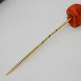 Georgian Boxed 9ct Gold, Red Coral Memento Mori Skull Stick Pin Antique c1820