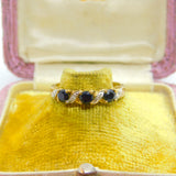 9ct Yellow Gold, Sapphire & Diamond Swirl Band Ring c1990 Birmingham