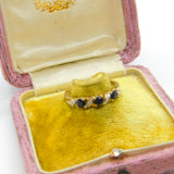 9ct Yellow Gold, Sapphire & Diamond Swirl Band Ring c1990 Birmingham