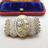 Victorian 9ct Gold on Sterling Silver Daisy Flower Sweetheart Brooch c1880