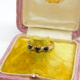 9ct Yellow Gold, Sapphire & Diamond Swirl Band Ring c1990 Birmingham