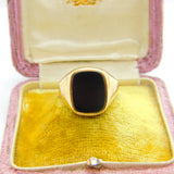 9ct Yellow Gold Essential Onyx Set Signet Ring 1976 Birmingham Vintage