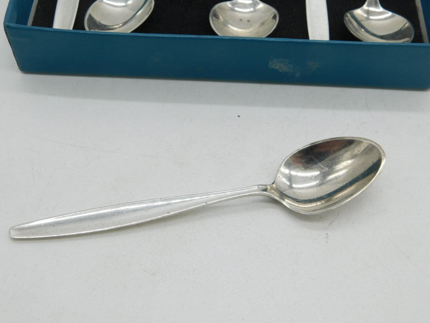 Georg Jensen Boxed Set of Sterling Silver Teaspoons Vintage Denmark c1960