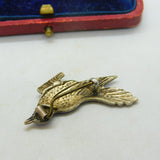 Sterling Silver & Blue Enamel Swallow Sweetheart Brooch Antique c1920 Art Deco