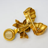Victorian 18ct Gold, Blue Enamel, Old-Cut Diamond, Pearl Bow Brooch Antique c1850