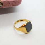 9ct Yellow Gold Essential Onyx Set Signet Ring 1976 Birmingham Vintage