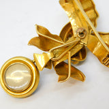 Victorian 18ct Gold, Blue Enamel, Old-Cut Diamond, Pearl Bow Brooch Antique c1850