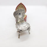 Edwardian Sterling Silver Miniature Doll's House Chair 1902 London Antique