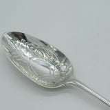 George II Sterling Silver Boar Crest Floral Serving Spoon Antique c1750 London